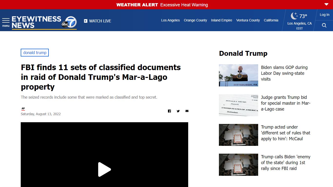 Donald Trump news: FBI finds 11 sets of classified documents in raid of ...